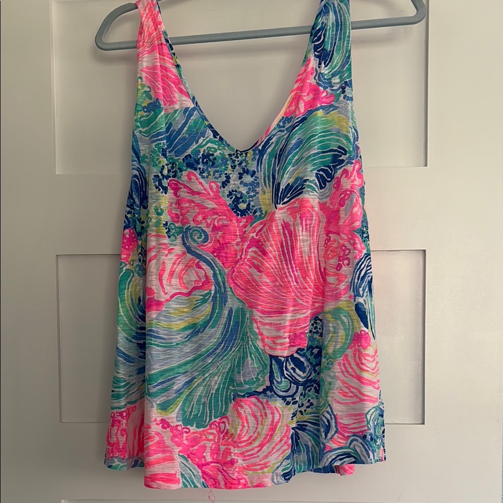 Lilly Pulitzer Pink and Orange Sleeveless Tank Top Relaxed Fit